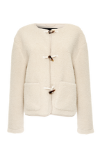 Women's Beige Fleece Borg Toggle Jacket